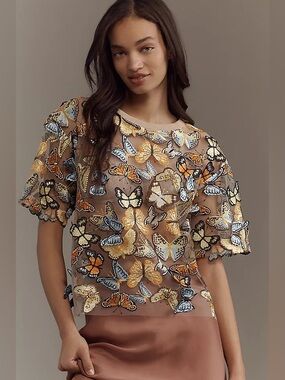 Anthropologie | NWT $128 R Dolan 3D Butterfly Top